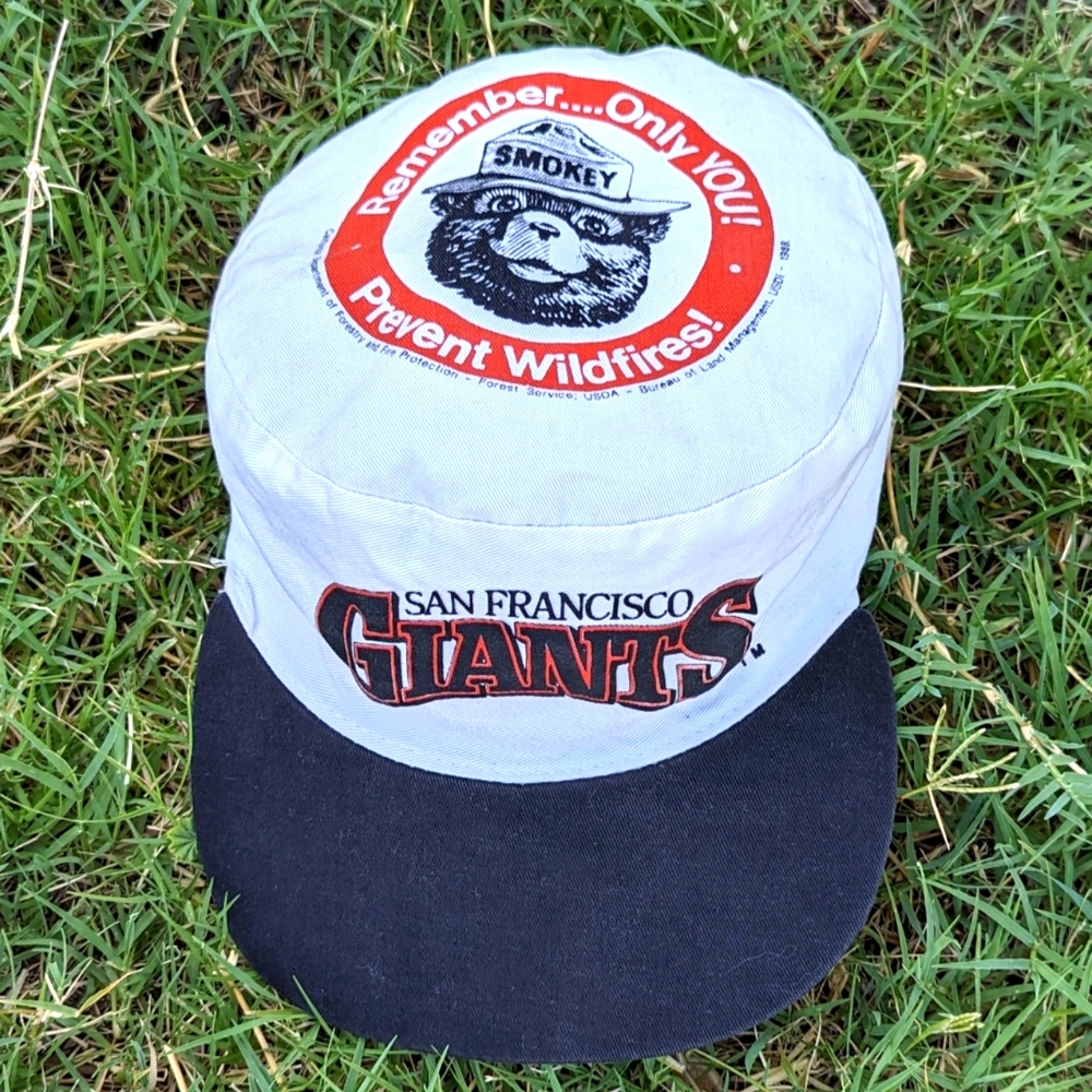 Vintage San Francisco GIANTS x Smokey The Bear Painting Hat vtg cap
